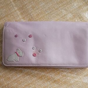 Pink Kids Wallet with Dog Embroidery
